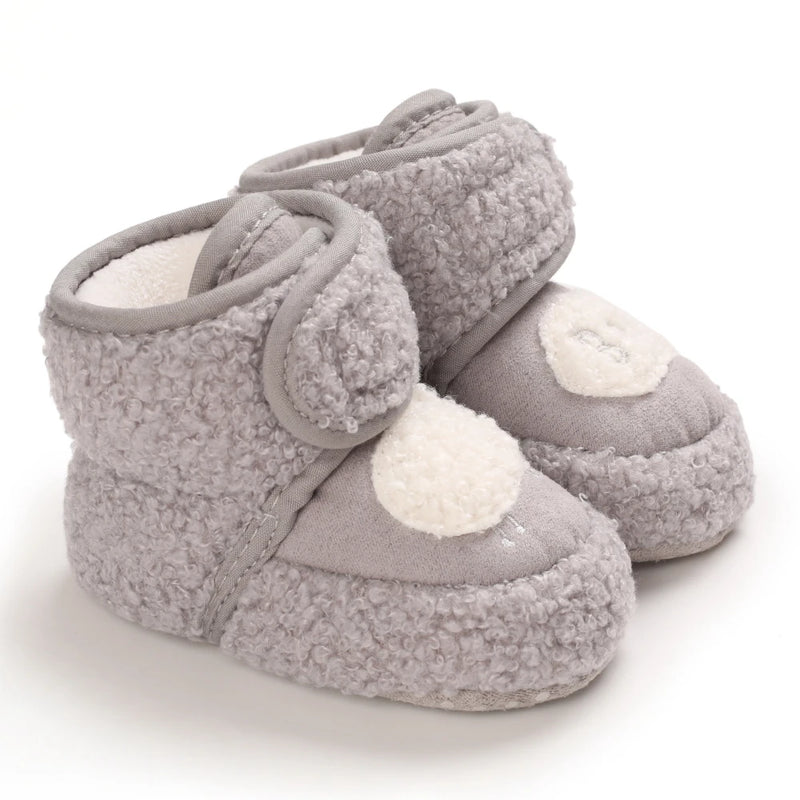 Autumn Winter Boots Baby Girl Boys Winter Warm Shoes Solid Fashion Toddler Fuzzy Balls First Walkers Kid Shoes 0-18M