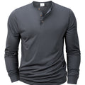 New Men's Henley T-shirts Long Sleeve Basic Casual Band | SAMAG
