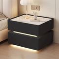 Modern Style Solid Wood Bedside Table with Wireless Charging Smart 2 Drawers Bedroom Nightstands with Lock 40/45/50cm