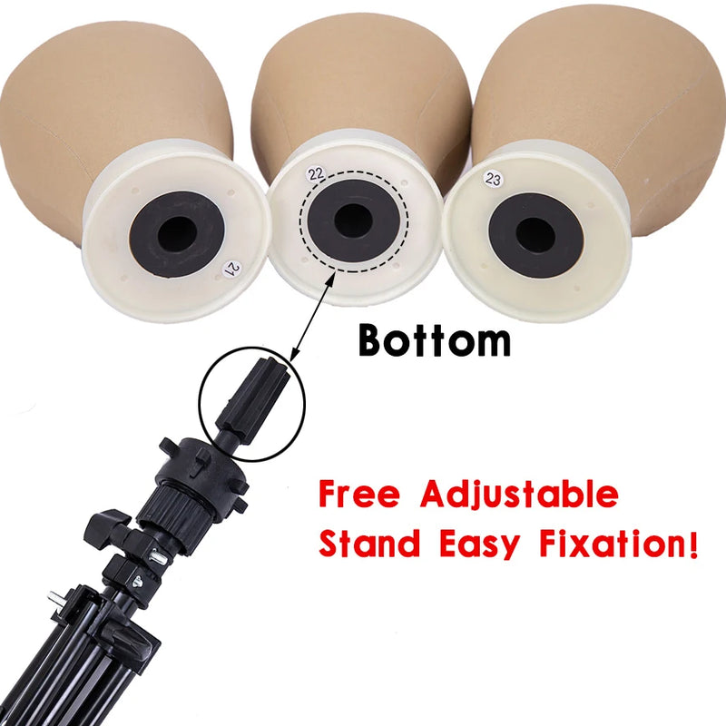 Alileader Training Mannequin Head Canvas Block Head Display Styling Mannequin Manikin Head Wig Stand Free Get T Needle Holder