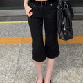 American Retro Low Waist Early Seven - Quarter Black Capri - View 3 | SAMAG