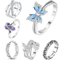 Orstarry S925 Sterling Silver Blue Butterfly Insect Closed Ring For Women Original Finger Jewelry Party Fine Trendy | SAMAG