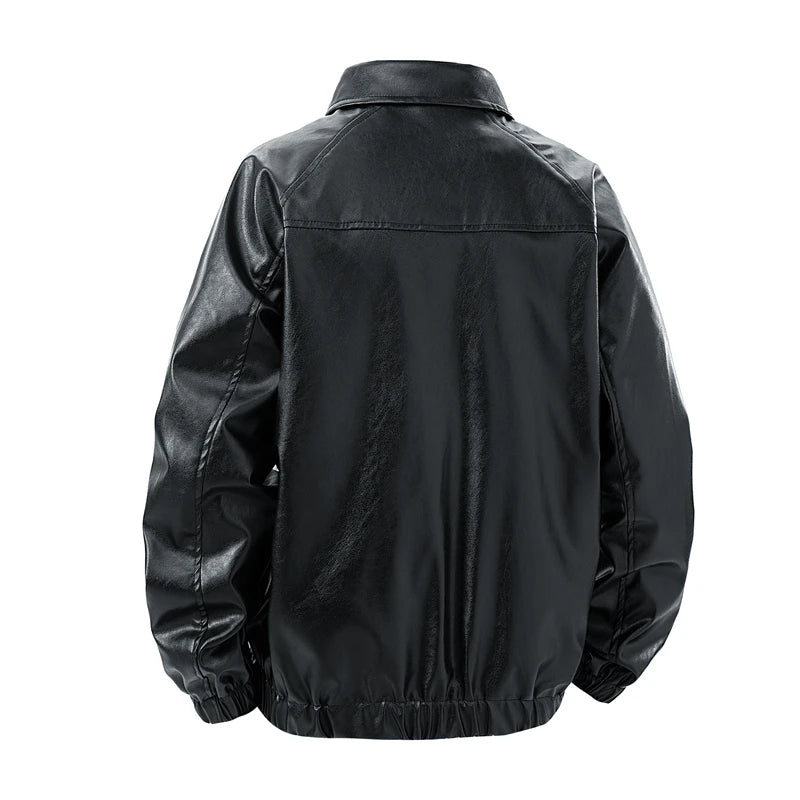 2026 New Style Leather Jacket for Men with Collar, Spring-Autumn Model, Motorcycle Suit Coat US/European size.