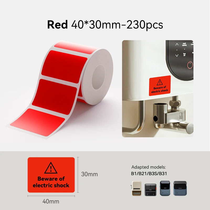 NiiMbot B1/B21/B3S/B31 Printer Self-Adhesive Label Paper Colorful Anti-Oil Tear-Resistant Tag Scratch-Resistant Removable Labels