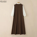 Women's Muslim Modest Fashion Maxi Dress Half Buttons | SAMAG