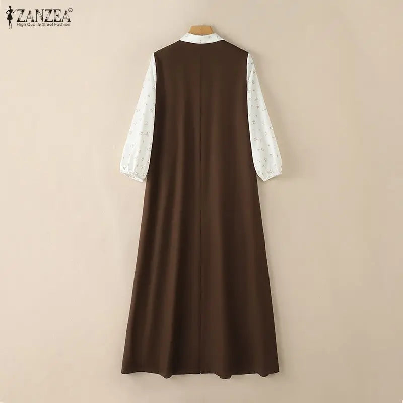 Women's Muslim Modest Fashion Maxi Dress Half Buttons | SAMAG