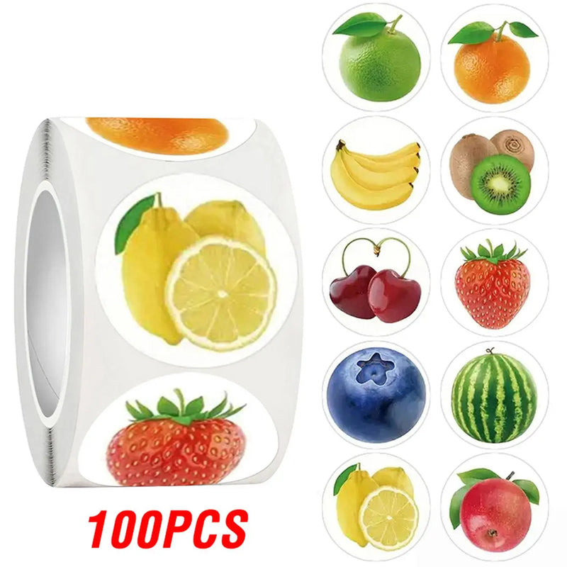100-500pcs Fruit Stickers Cute Gift Box Thank you Stickers Packaging Decoration Adhesive Lables Stationery Sticker