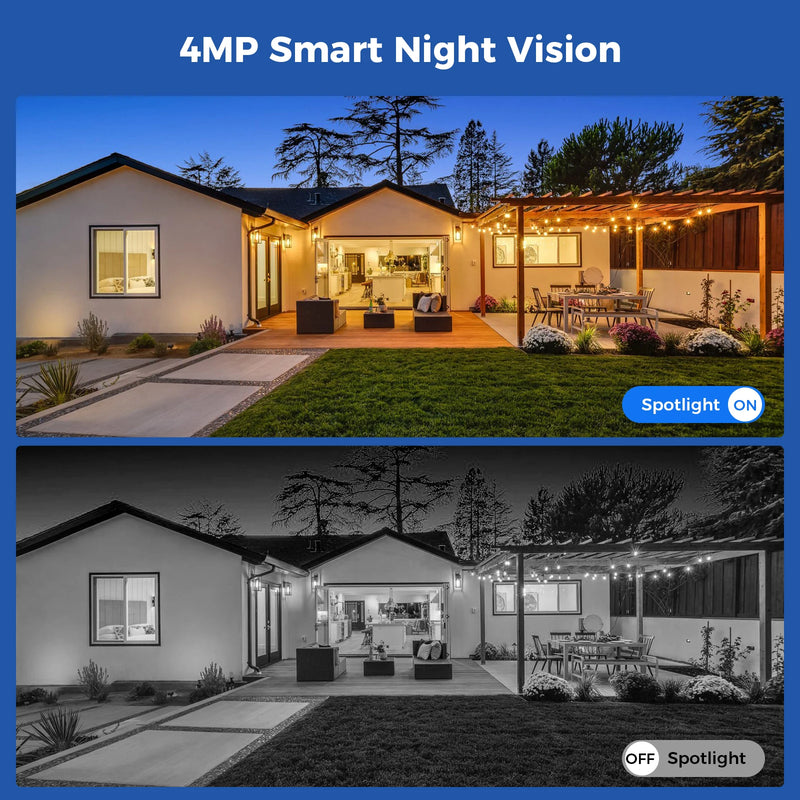 Hiseeu 4MP WiFi PTZ Solar IP Camera Security System Kit Night Vision Human Detection P2P Two-Way Audio 10CH NVR CCTV Camera Set