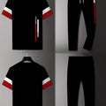 Men's summer new striped letter print refreshing and breathable round neck T - shirt pants set outdoor - View 4 | SAMAG