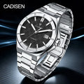 CADISEN Watch Business Automatic Watches Mens Japan 8215 Mechanical Luminous AR Sapphire 100M Waterproof Calendar WristWatch+Box