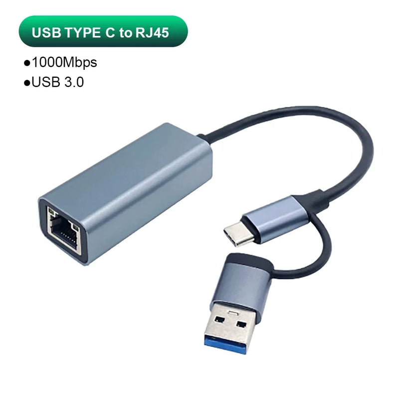 Kebidumei 1000Mbps Network Card USB 3.0 Type C Ethernet Adapter Lan RJ45 Gigabit Cable For MacBook Windows - Visuel 8 | SAMAG