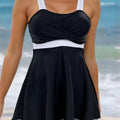 Black Print Tankini Set Two Pieces Swimsuits Plus Size | SAMAG