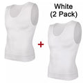 2PCS Men's Slimming Shirts High Compression Tummy Control Round Neck Body Shaper Top