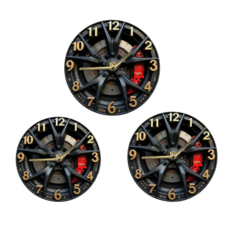 Wall Hanging Clock Car Wheel Theme Arabic Numerals Aesthetic Simple Timepiece Wall Decor Silent Movement for Dining Room Bedroom