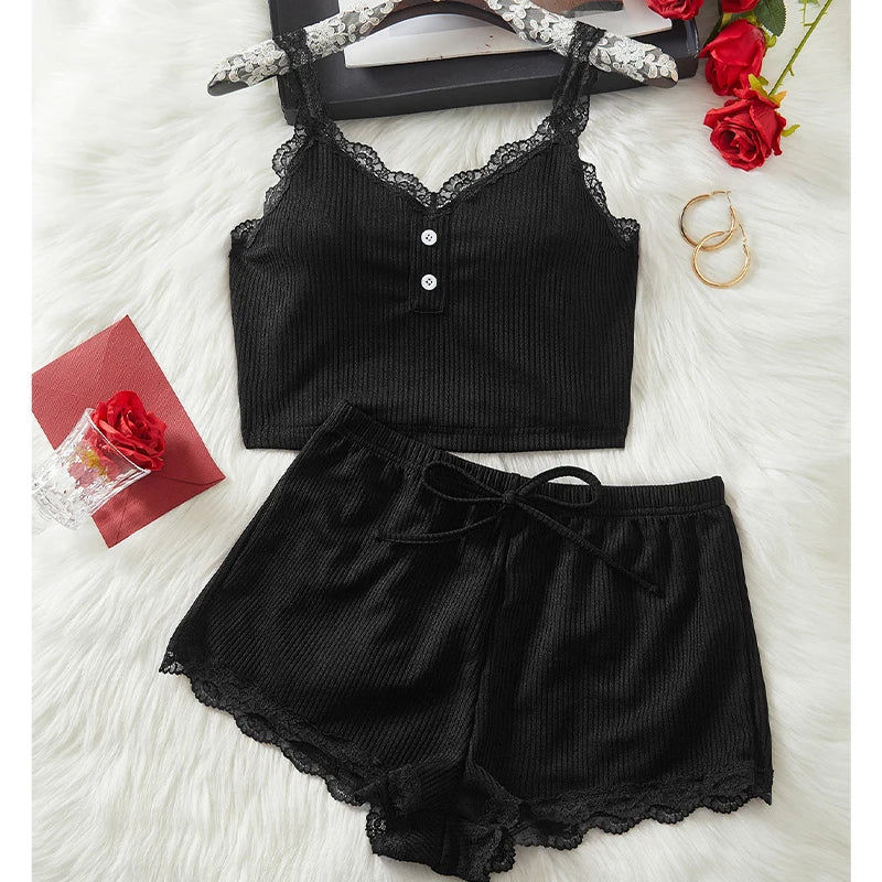 2026 Women Casual Sleeveless Tank Top Summer Casual Vest & Shorts Set Ribbed V Neck Slim Fit Two-piece Homewear Sexy Tops Women