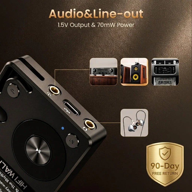 HiFi Walker H2 Digital Music Player MP3 with ESS9218 Chip, Bluetooth 5.2, DSD,USB DAC,Lossless Flac, 64G up to 512G 12H Playback
