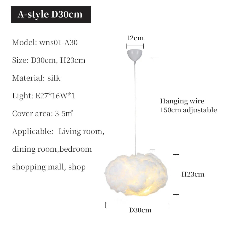 Modern Floating Cloud Led Pendant Light Living Dining Room Chandelier Lighting Bedroom Lampara Restaurant Hanging Lamp Luminaire
