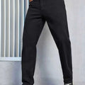 Men's Casual Solid Black Regular fit Jeans | SAMAG