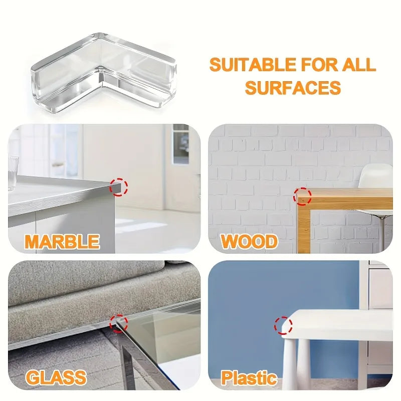 Transparent anti-collision corner protector and anti-collision adhesive silicone protective cover for windows