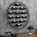 12 - Bottle Modern Black Metal Round Wall Mounted Wine Rack - 6 - Tier Horizontal Storage Shelf for Kitchen - View 3 | SAMAG
