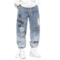 Korean Clothing Men Letter Printed Jeans High Waisted | SAMAG