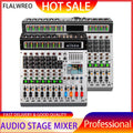 FLALWREO 8 / 12Channel Audio Interfacer DJ Mixer Sound Board 99-Bit DSP Effect USB Audio Mixer Effects +48V Phantom Bluetooth fo