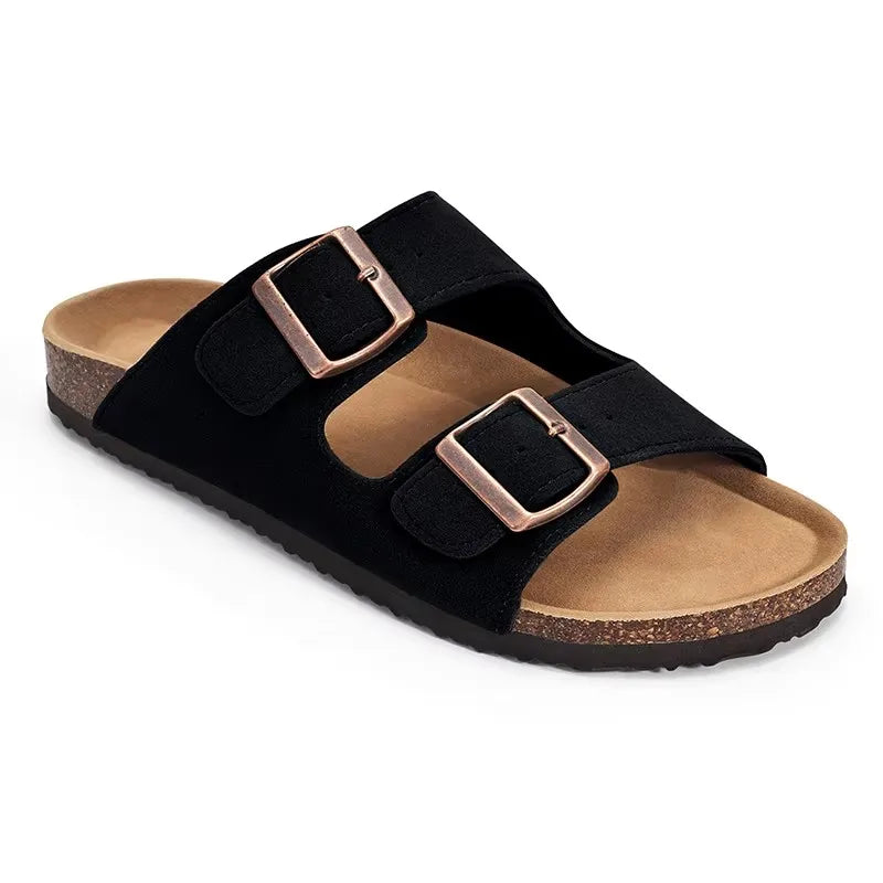 Litfun Classic Cork Clogs For Women Men Genuine Summer Clogs with Arch Support Cork Leather Home Mules Shoes Thick Beach Sandals