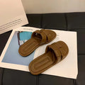 Women's Summer Outdoor Sandals Soft Bottom Flat Slippers Beach Casual Fashion Crystal Pad PVC Material Breathable Slip-On Shoes