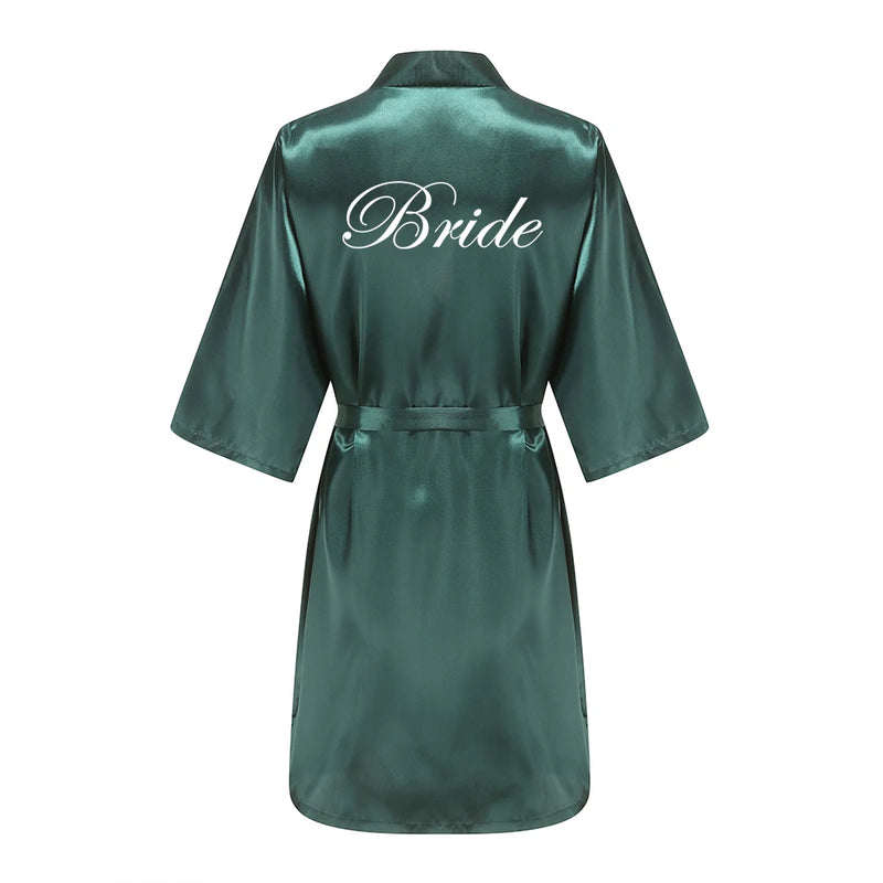 Wedding Party Team Bride Robe With White Letters Kimono | SAMAG