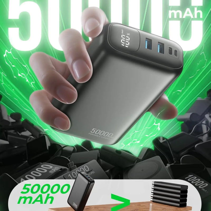 Portable Charger 50000mAh Power Bank - 22.5W Fast Charging External Battery Pack,USB-C Portable Phone Charger for iPhone