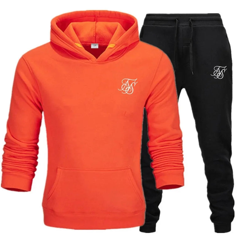 Sik silk Men Sets Fashion Autumn Spring Sporting Suit Sweatshirt Sweatpants Clothing 2 Pieces Slim Tracksuit - View 3 | SAMAG