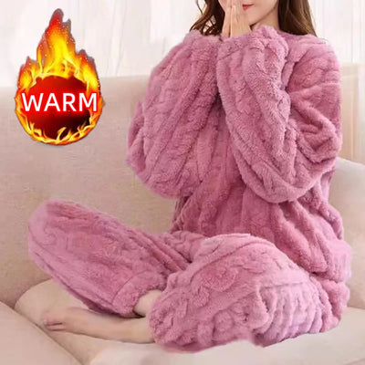 Women's Pajamas Set Winter Sleepwear O - neck Loose Long | SAMAG