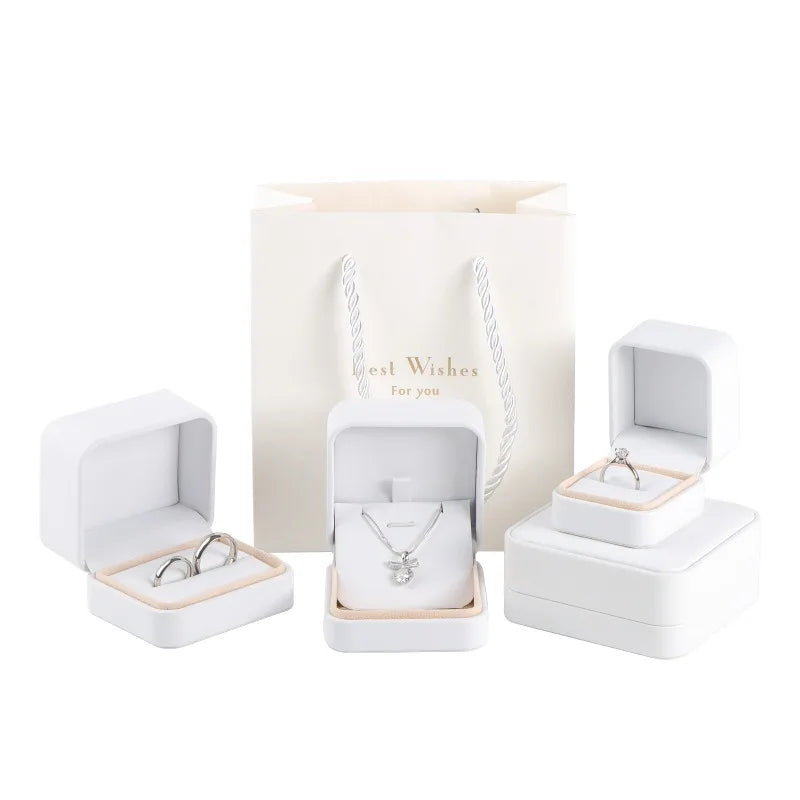 PU Jewelry Storage Box for Proposal Wedding Necklace Earring Ring Box Display Gift Box Fashion Jewelry Accessory Wholesale