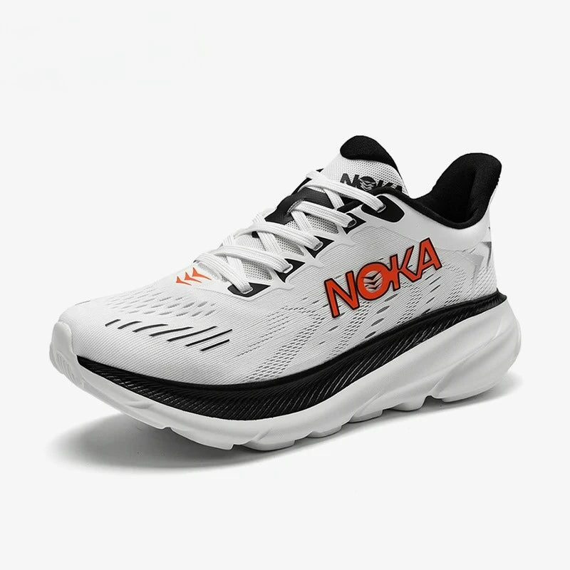 Men's Carbon Plate Running Shoes Breathable Lightweight Marathon Athletic Nonskid Elastic Sports Sneakers