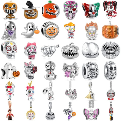 925 Silver, Spoof Ghost, Pumpkin, Skull Head Bead Pendant Suitable for Original Bracelet DIY Accessories, Exquisite | SAMAG