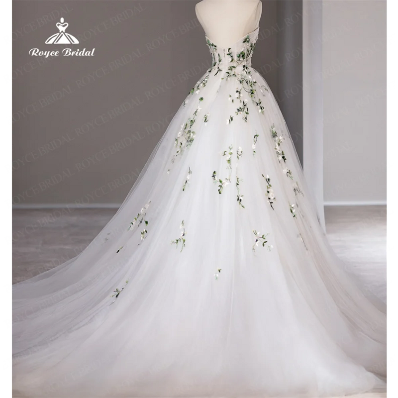 Roycebridal Strapless A Line Wedding Dress Court Train - View 2 | SAMAG