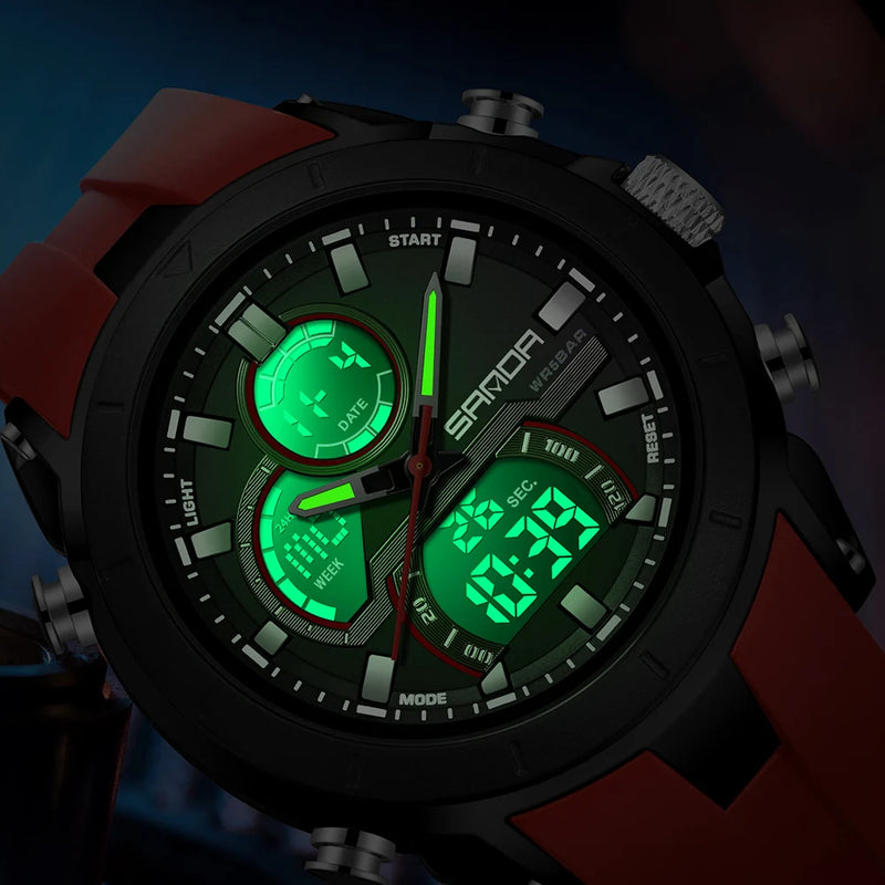 SANDA New 6279 Casual Men's Electronic Watch Sports Multi Functional Waterproof LED Dual Display - Visuel 4 | SAMAG