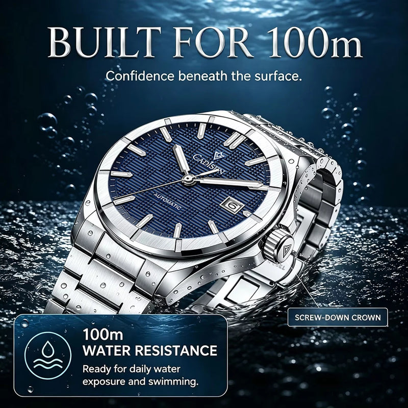 CADISEN New Watch Business Automatic Mechanical Japan 8215 Movement Luminous Clock AR Sapphire 10ATM - Visuel 2 | SAMAG