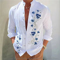 New men's shirt long-sleeved 3D printing flower pattern | SAMAG