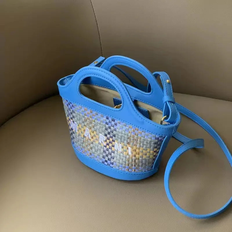 Elegant Mini Tote Bag with Leather Edges & Unique Cutout Handle