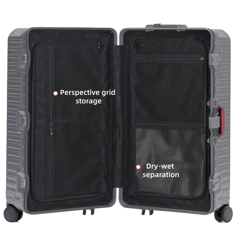 20/24/26/28/30inch Large Capacity Suitcase Aluminum Alloy Frame with Spinner Wheels Travel Trolley Case TSA Lock Rolling Luggage