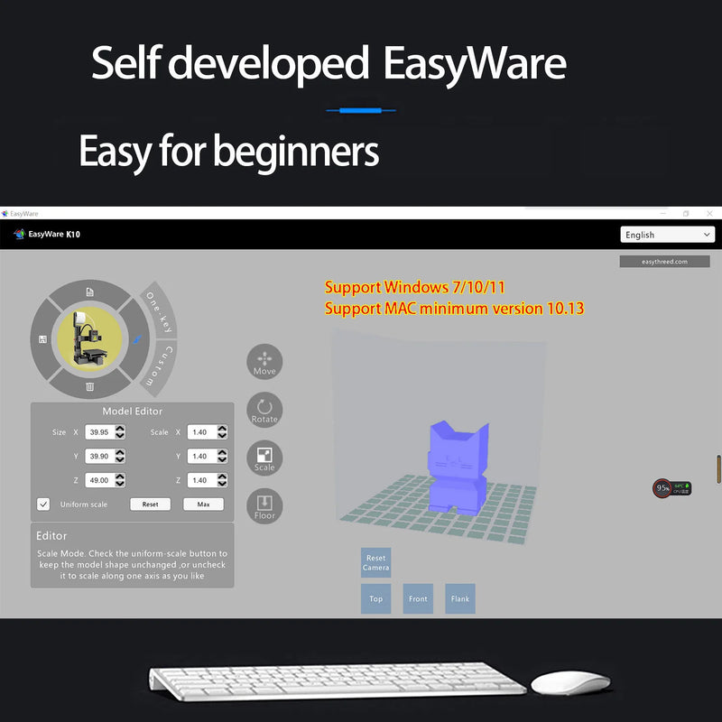 EasyThreed 3D Printer  Entry Level  Compatible with PLA TPU 1.75mm Filament  include Power Adaptor.