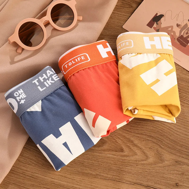 1-3pcs Women Cotton Panties Sports Boxer Underpants Ladies Breathable Letter Pants Mid-waist Beathable Cozy Boyshort Underwear