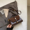 Suede Fabric Handbag with Adjustable Strap Golden-Tone Hardware and Flap Closure - Trendy Commuting Hobo Crossbody Bag for Women