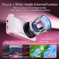 Famue FC02 Digital Camera for Students, 64MP Beauty Selfie Camera with 180° Flip Screen, 18X Zoom, 4K Video HD CCD for Vlogging