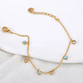 Lokaer Vintage Enamel Blue Eye Charm Bracelets for Women Stainless Steel Cubic Zirconia Chain Bracelet Waterproof Jewelry B24110