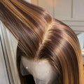 32 Inch 5x5 Straight Highlight HD Lace Front Human Hair 4x4 13x4 Lace Frontal Wigs 4/27 Ombre Honey Blonde Color Wig For Women