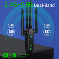 Dual Band 1200Mbps WiFi USB Adapter 2.4G/5.8Ghz Wi-Fi5 Dongle 4 Antenna USB3.0 Wireless Receiver For PC/Laptop No CD Driver Free