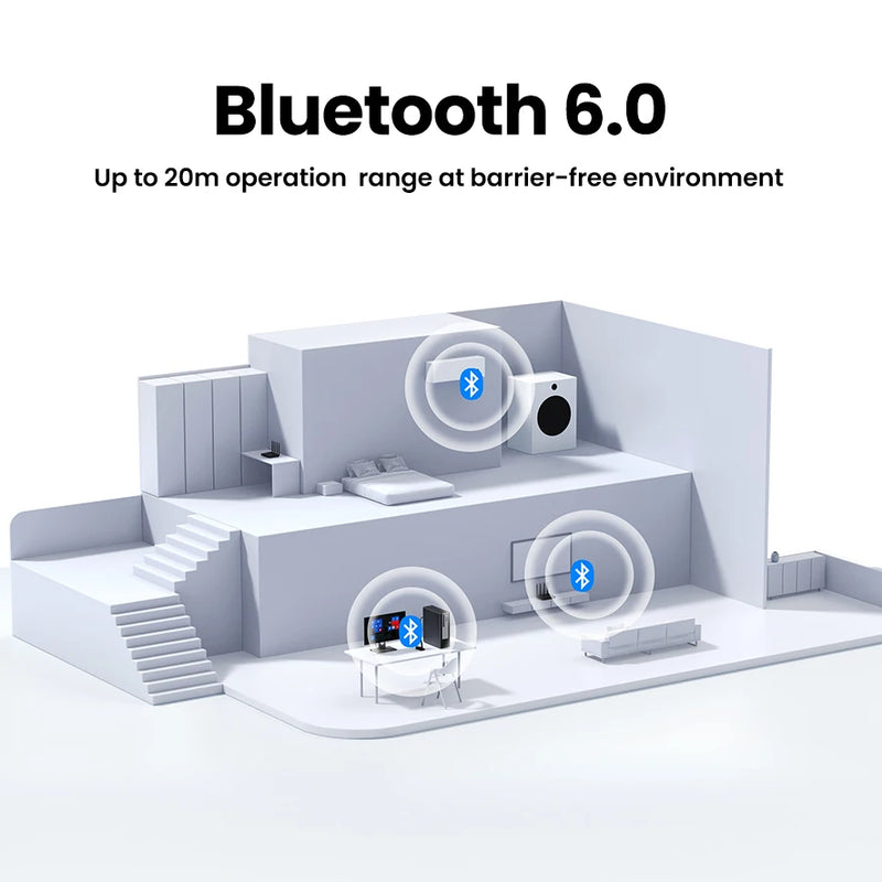 USB Bluetooth Adapter, Bluetooth 6.0 Dongle for PC Windows 11/10/8.1, Bluetooth Receiver & Transmitter for Keyboard/Mouse