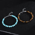 2026 Classic 6mm Tiger Eye Stone Hematite Beaded Bracelet Adjustable Stainless Steel Chain Bracelet for Men Women Jewelry Gifts
